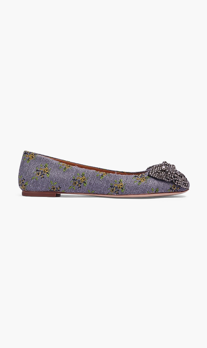 

Tory Burch Tweed Crystal Bow Flats