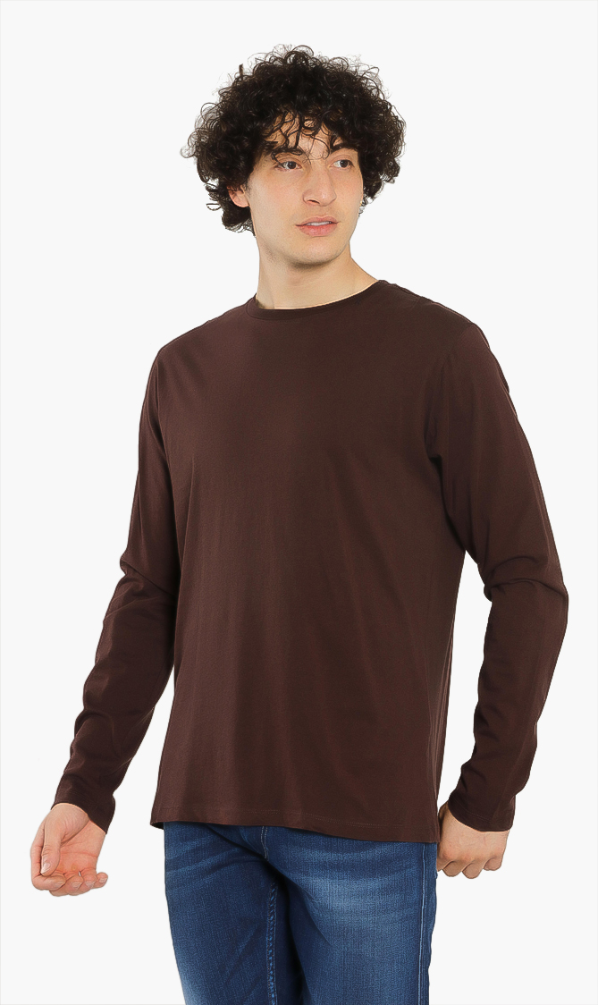 

Plain Long Sleeve T-shirt, Brown