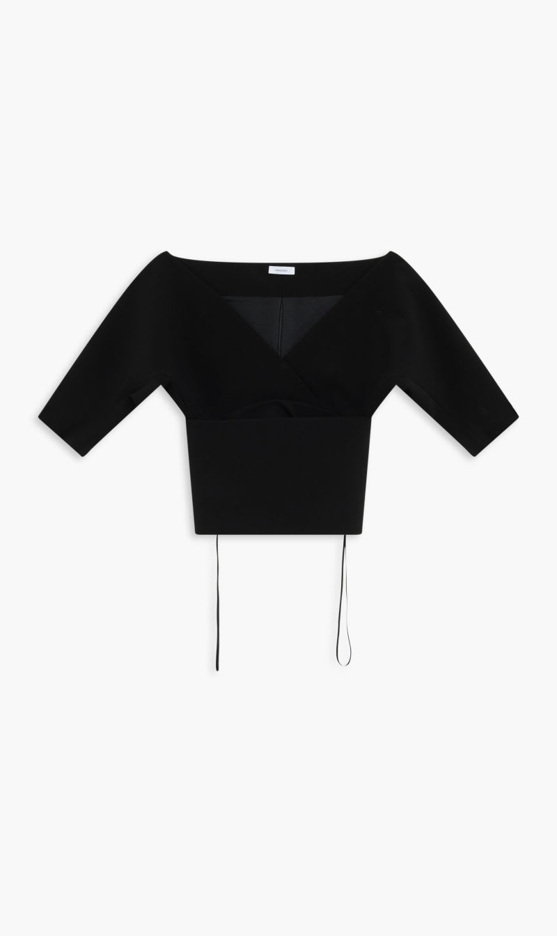 

Salvatore Ferragamo Black Stretch Wool Gabardine Top for Women | The Deal Outlet