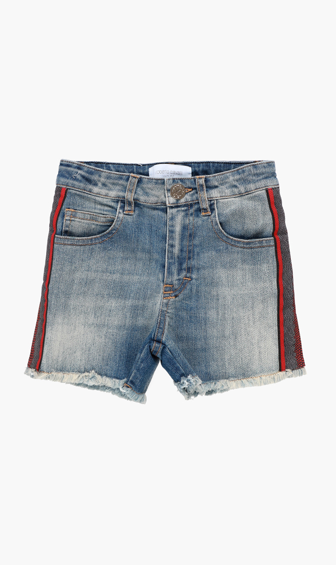 

Printed Side Band Denim Shorts