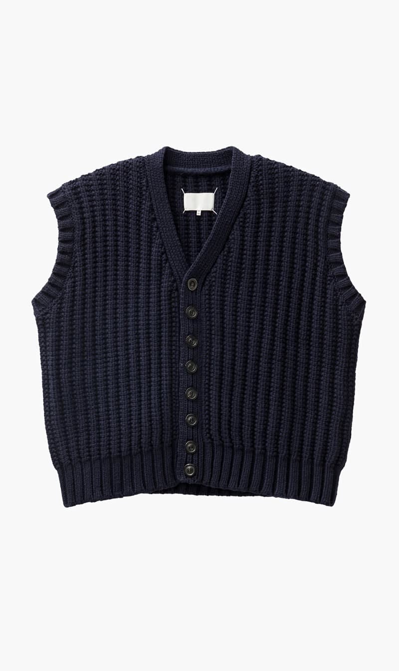

Maison Margiela Blue Wool Vest Cardigan for Men | The Deal Outlet