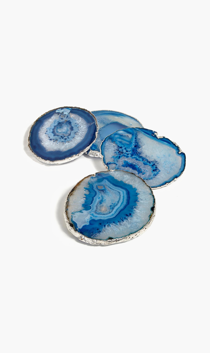 

Anna Lumino Azure Agate And Silver Coasters - Set Of 4
