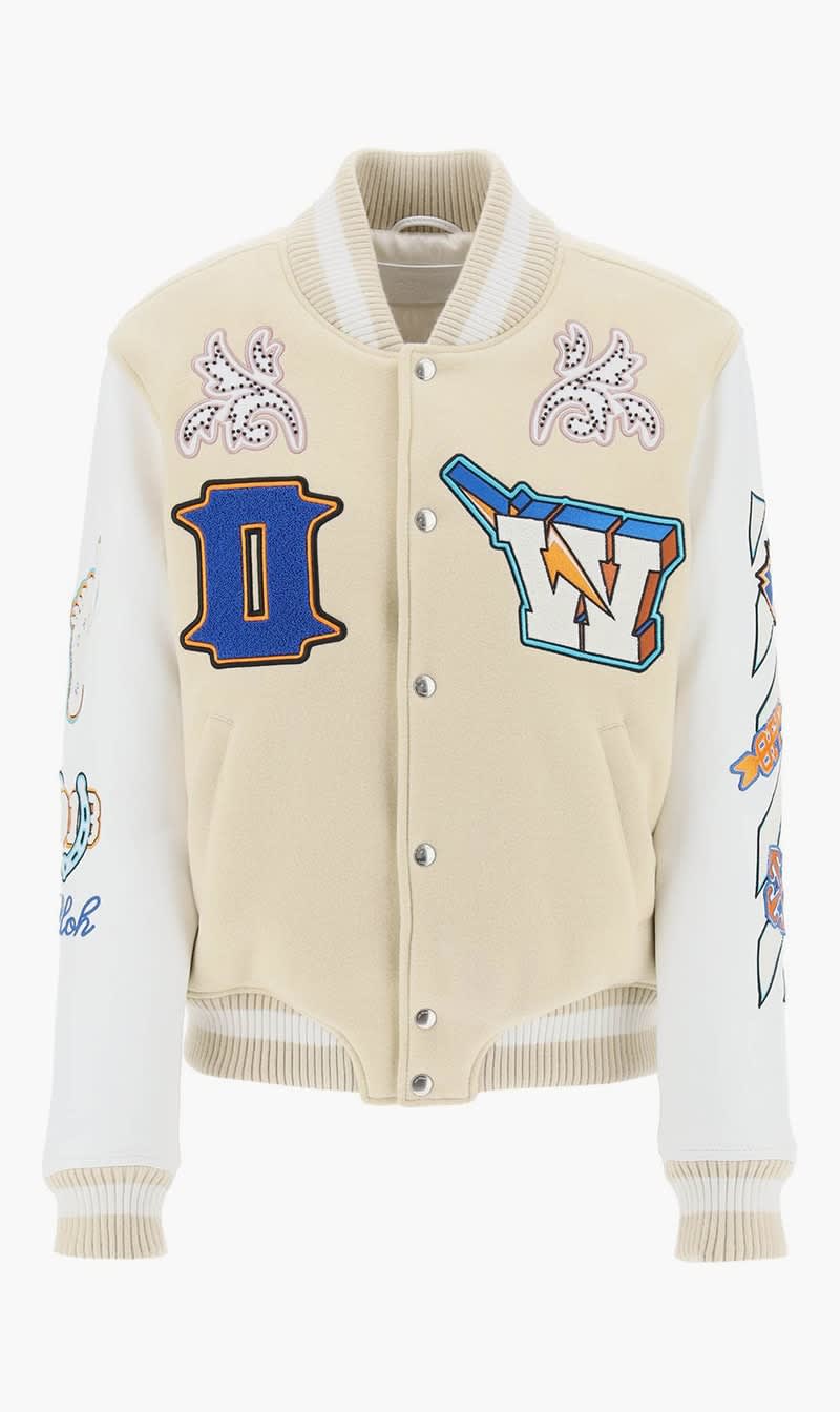 

Off-white Beige Wo Thunderbolt Varsity Beige White for Women | The Deal Outlet