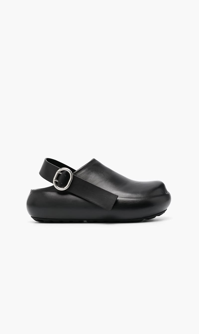 

Jil Sander Black Slingback Flat Leather Clogs for Men | The Deal Outlet