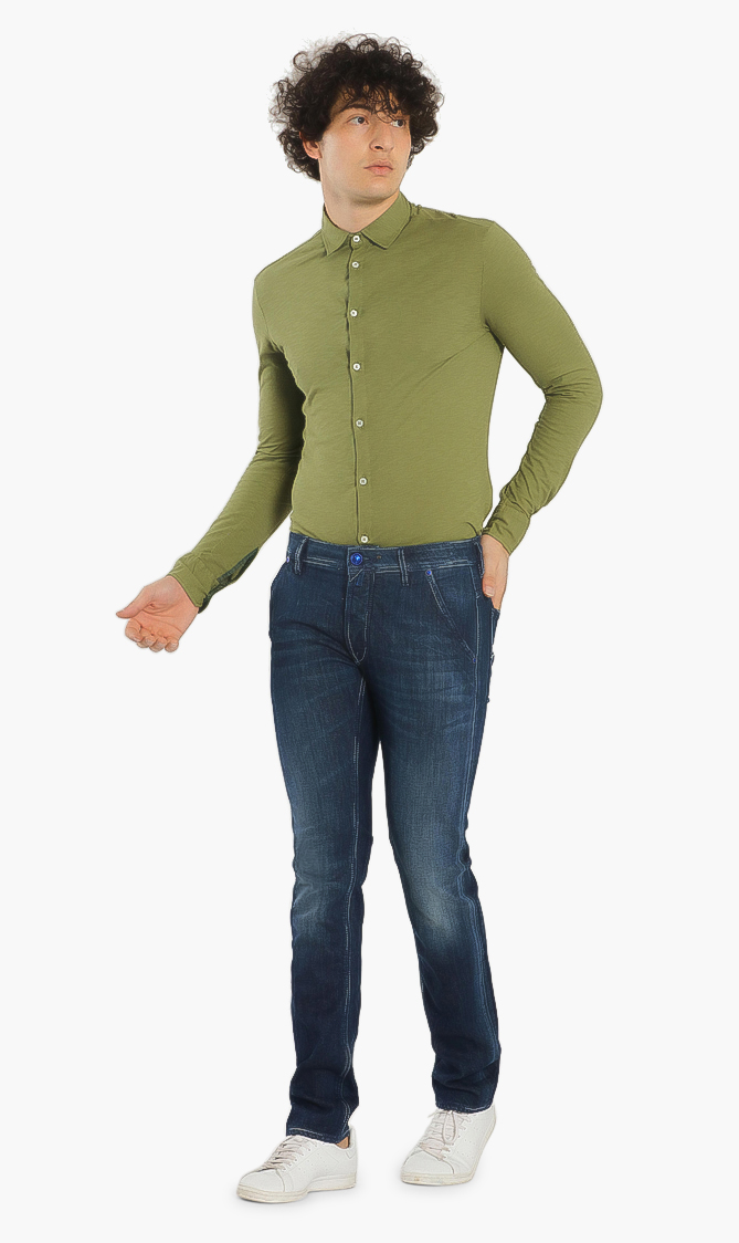

Button Fly Washed Jeans, Blue