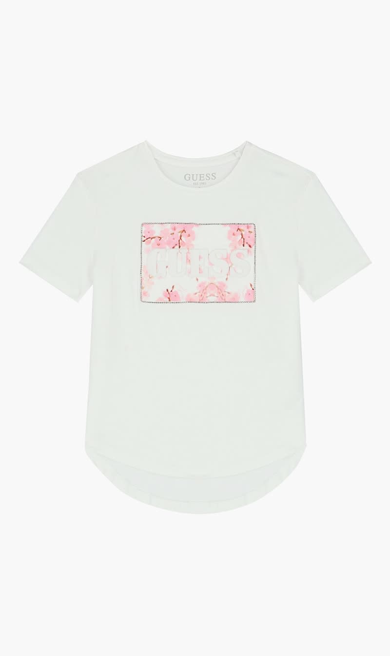 

Guess White High Low Viscose Ss T-shirt for Girls | The Deal Outlet