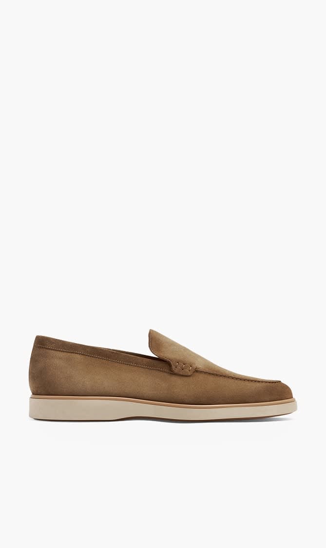 Brown Magnanni Brown Suede Loafers for Men