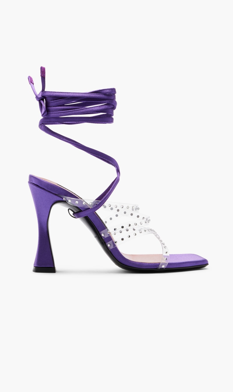 

Les Petits Joueurs White Pvc Crystal Sandal Hight Heel for Women | The Deal Outlet