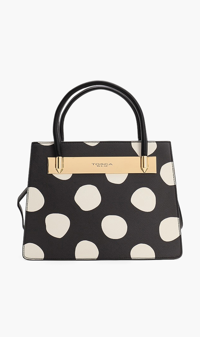 

TOSCA BLU Polka Dots Leather Tote Bag