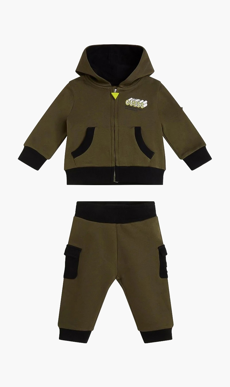 

Guess Green Logo Brand Track Suit 2 Pc Set for Boys | The Deal Outlet