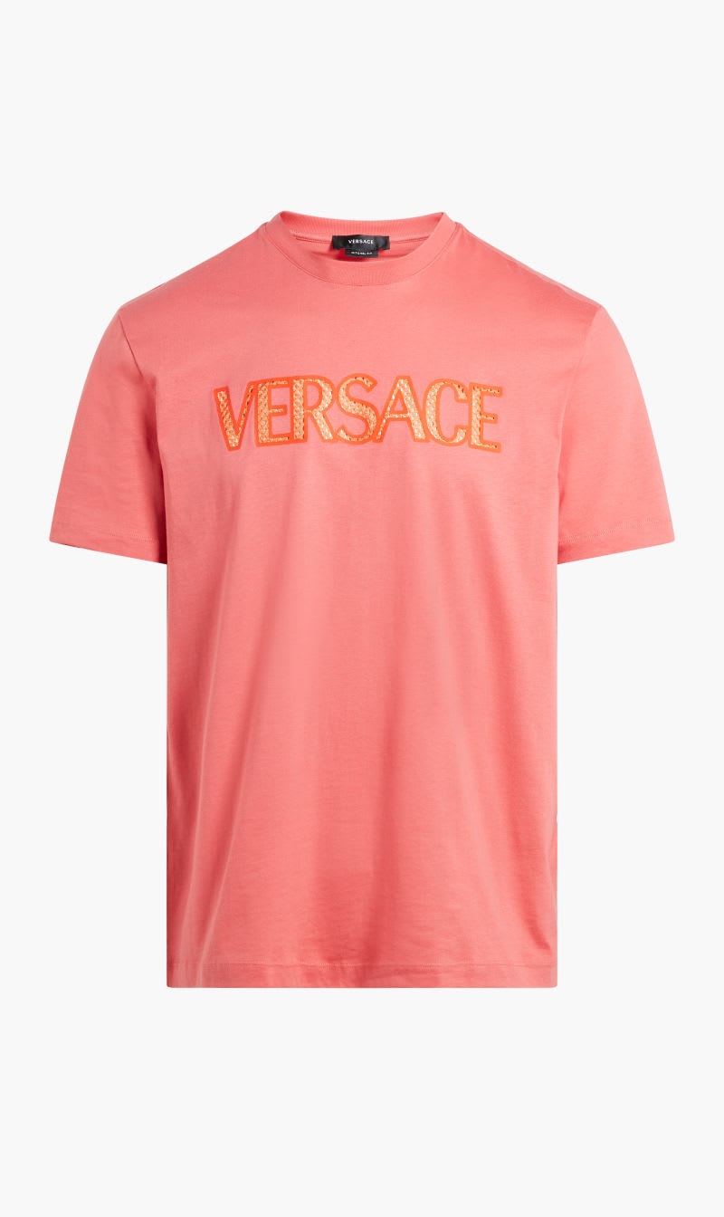 

Versace Pink T-shirt Cotton Jersey Fabric + Versace Writing In Poly Mesh With Framis for Men | The Deal Outlet