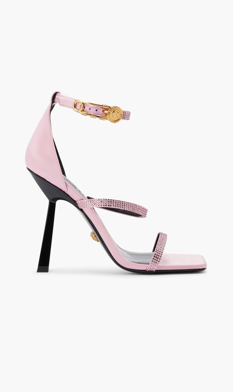 

Versace Pink Sandals 3-strap Safety Pin 110 Satin for Women | The Deal Outlet
