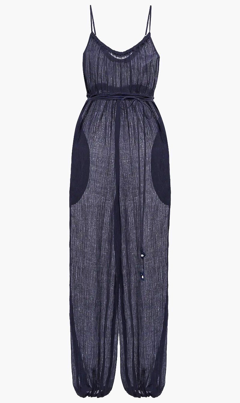 

Tory Burch Blue Gauze Jumpsuit for Women | The Deal Outlet