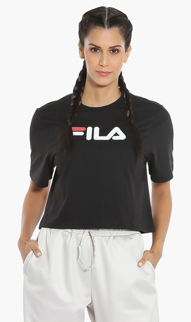

Sam Linear Logo Cropped Tee, Black