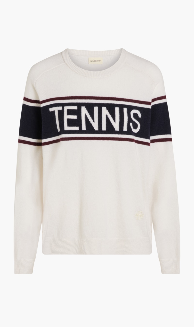 

Tory Burch White Tory Sport Cashmere Tennis Sweater for Women | The Deal Outlet