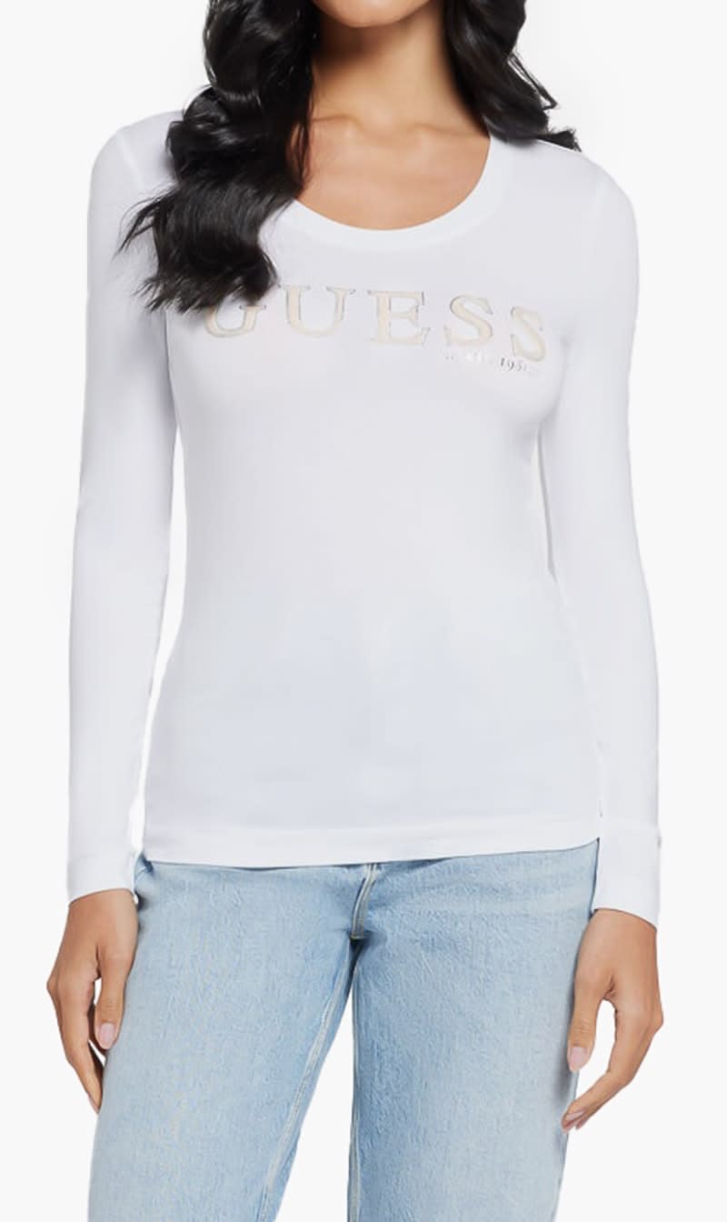 

Guess White Ls Rn Pony Hair Tee for Women | The Deal Outlet