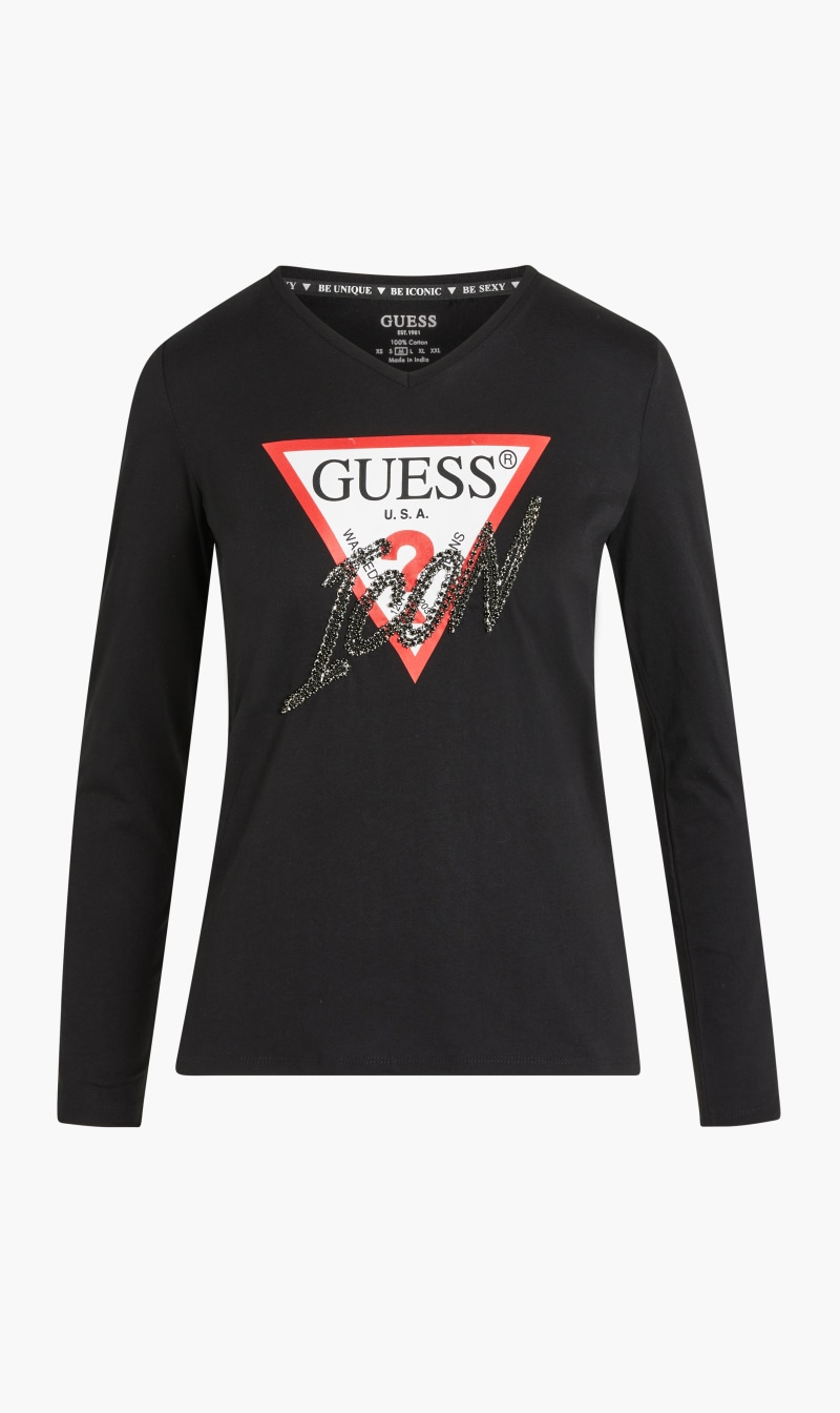

Guess Black Ls Vn Icon Tee - Ic2 Organic Stream Jersey 180 for Women | The Deal Outlet