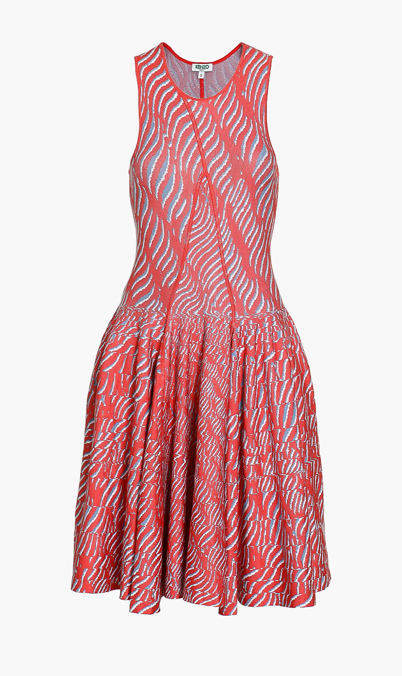 

All Over Printed Skater Dress, Red