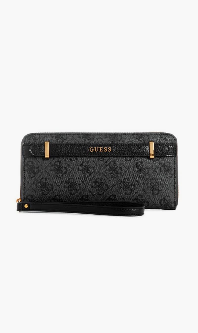 

Guess Brown Sestri Logo Zip Around Wallet for Women | The Deal Outlet