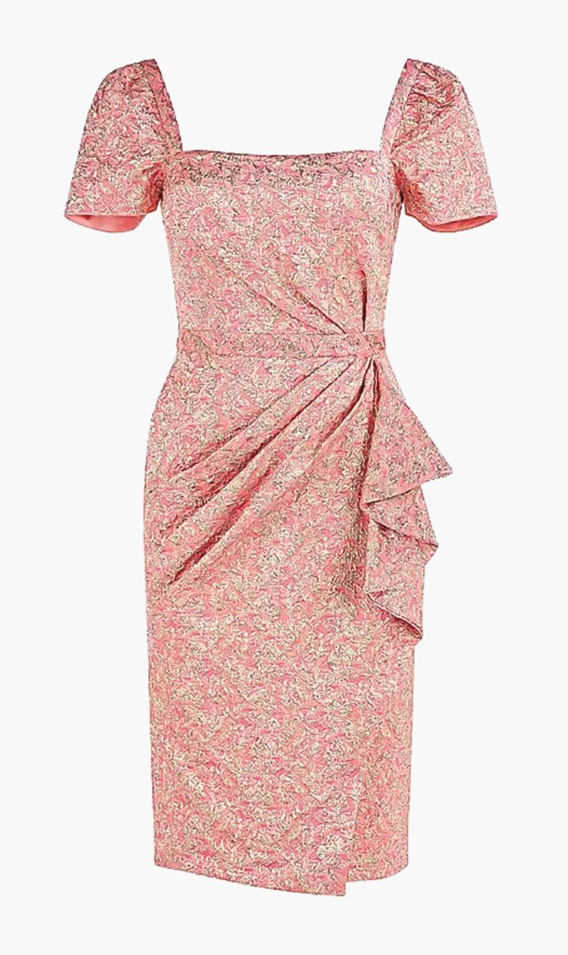 

Theia Pink Paulina Draped Cocktail Dress for Women | The Deal Outlet