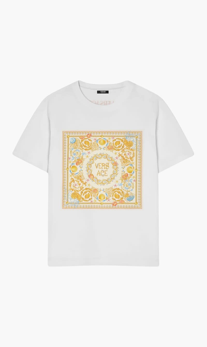

Versace White T Shirt Barocco Underwater Printed Cotton Jersey for Women | The Deal Outlet