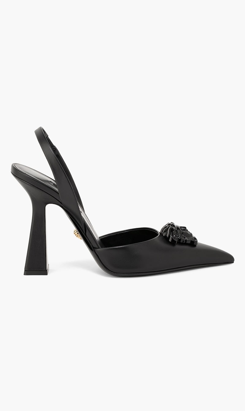 

Versace Black La Medusa Sling-back Pumps for Women | The Deal Outlet