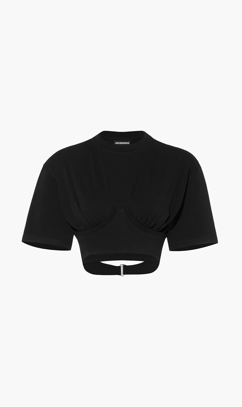 

Jacquemus Black Le Tshirt Caraco Top for Women | The Deal Outlet