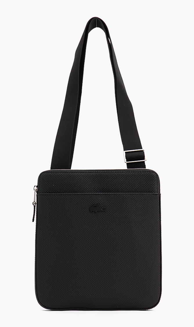 

Flat Leather Crossbody Bag, Black