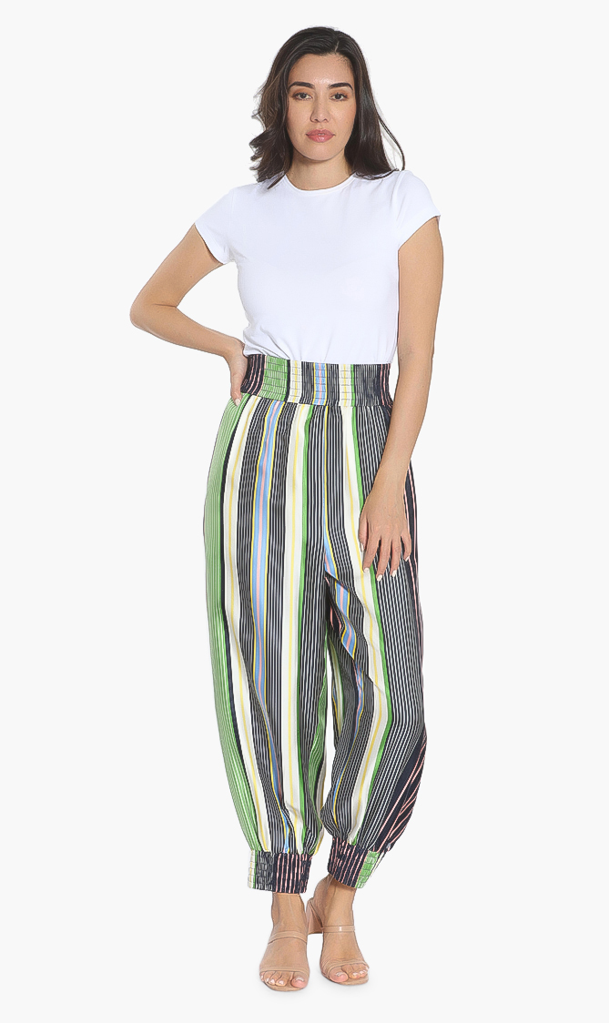 Tory Burch Field Day Stripe Silk Pajama Pants