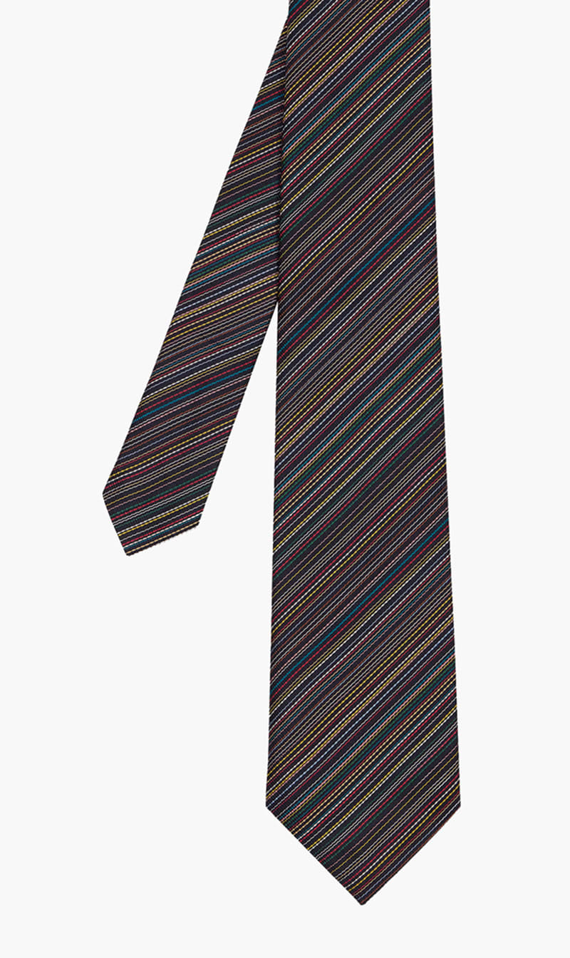 

Paul Smith Black Signature Stripe Pinstripe Tie for Men | The Deal Outlet