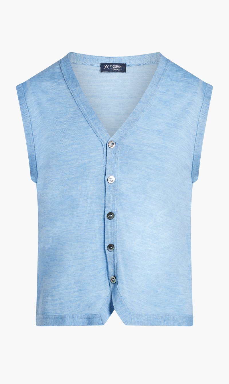 

Hackett London Blue Ff Gg Merino Gilet for Men | The Deal Outlet