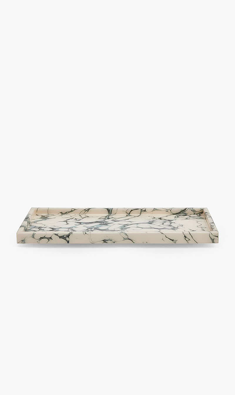 

Pacific Connections White Cream Carrara Lacquer Bathroom Tray | The Deal Outlet