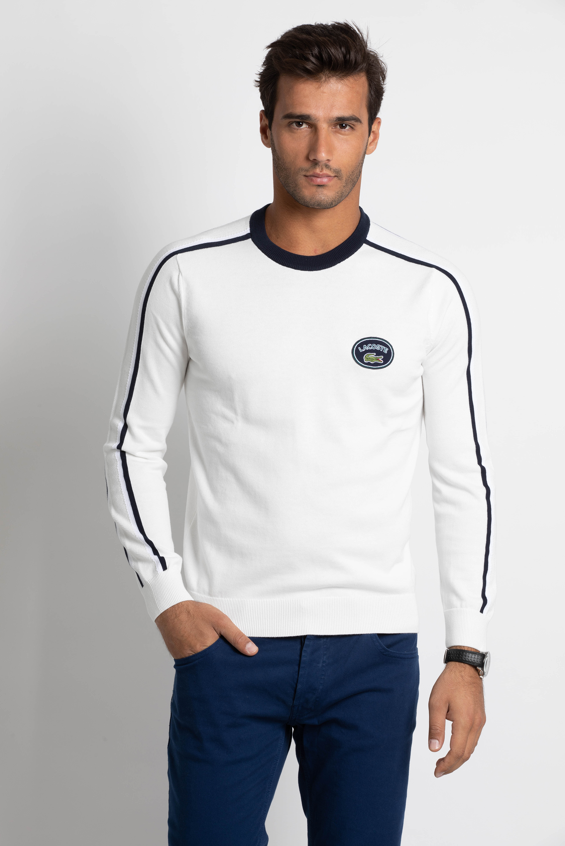 

LACOSTE Contrast Pique Cotton Jersey Sweatshirt