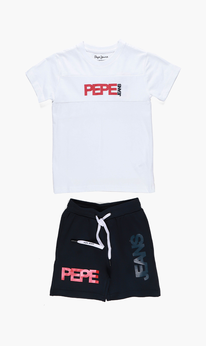 

Alan Solid Jersey T-shirt And Shorts Set, White