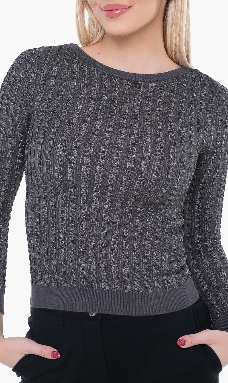 Grey Guess White Josie Boat Neck Sweater for Women