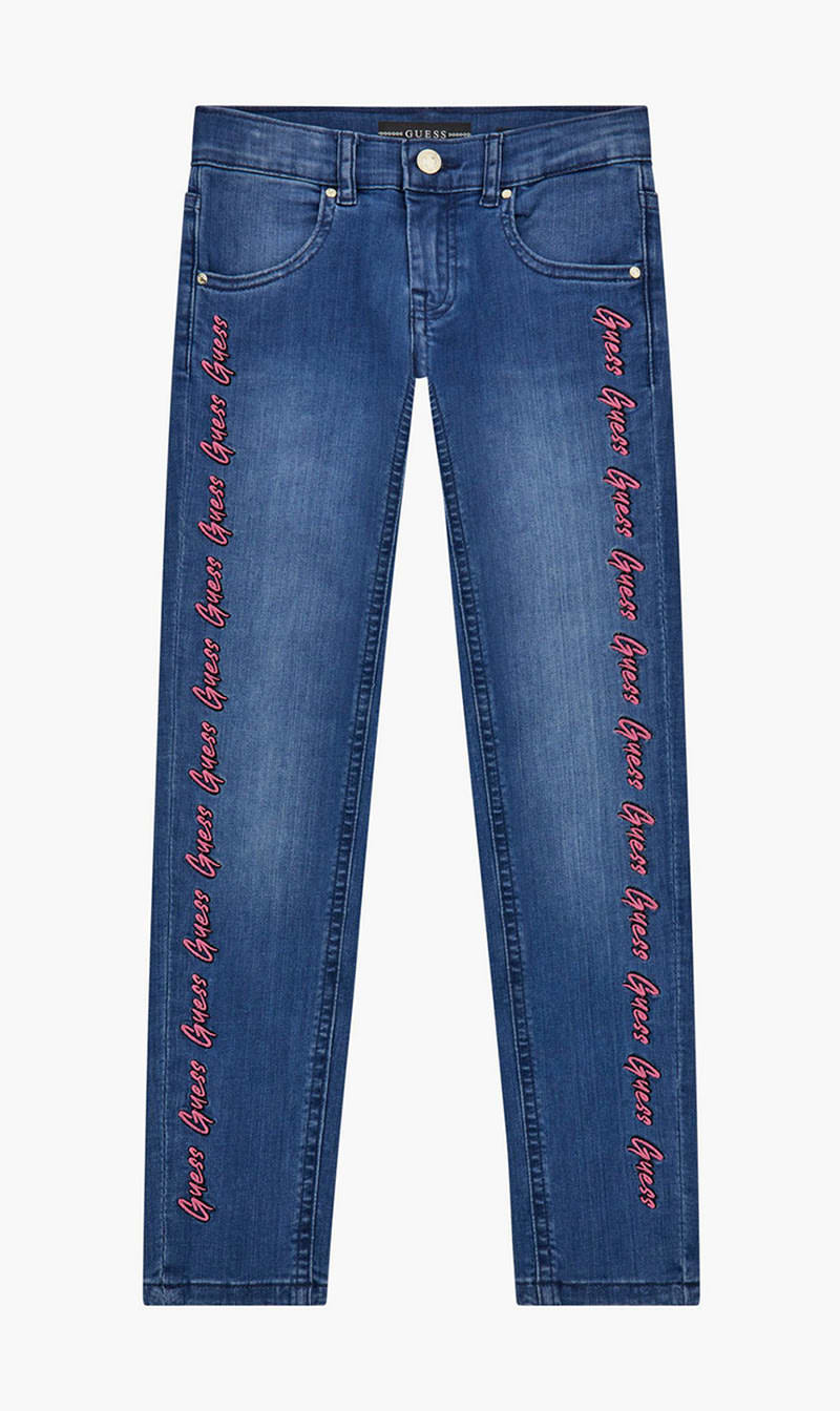 

Guess Blue Embroidered Skinny Denim Pants for Girls | The Deal Outlet