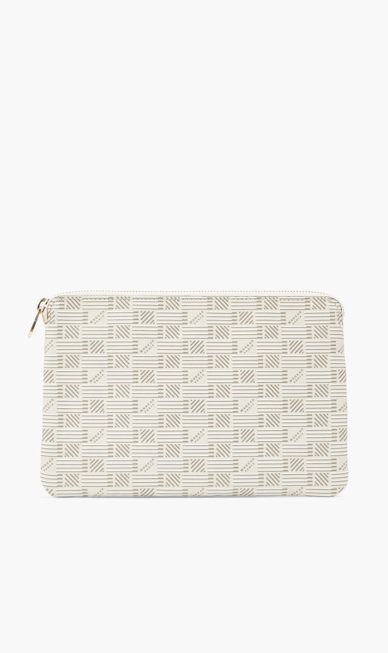 

Moreau Paris Beige Folio Pouch With Zip Closure And Leather Wristlet for Women | The Deal Outlet