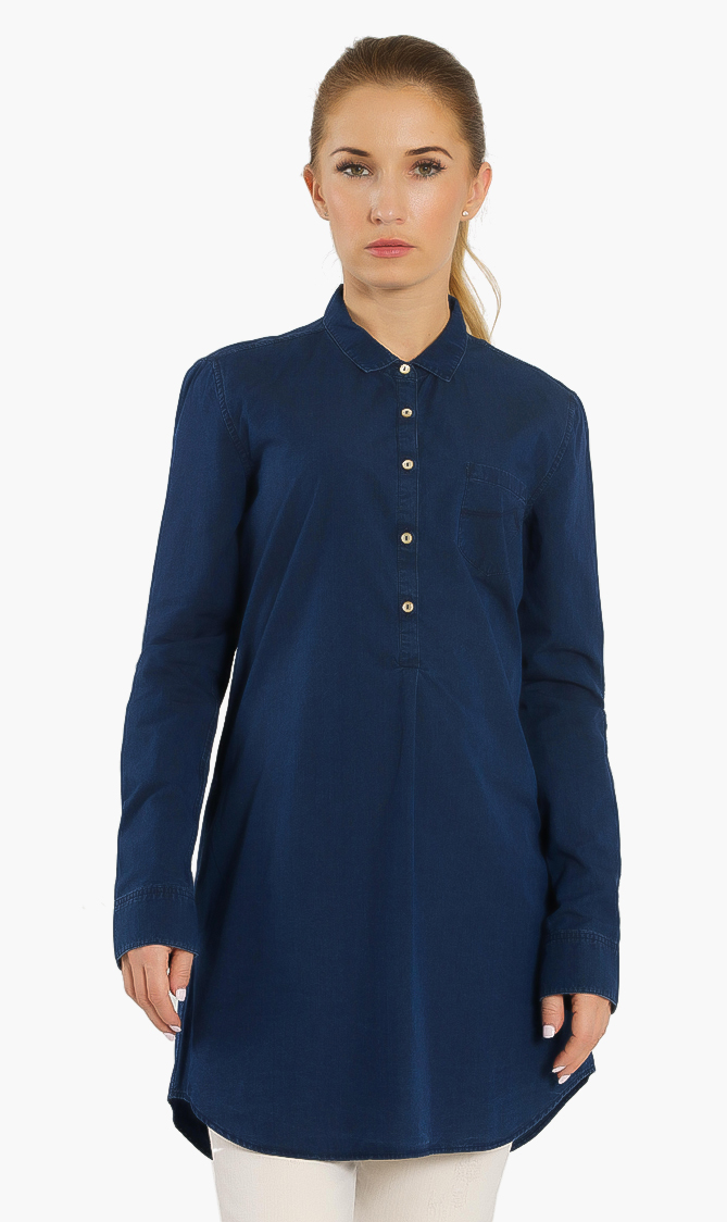 Solid Shirt Dress, Blue