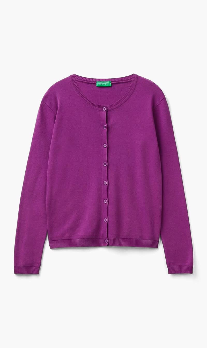 United Colors Of Benetton Purple Jersey Cardigan Sweater for Women