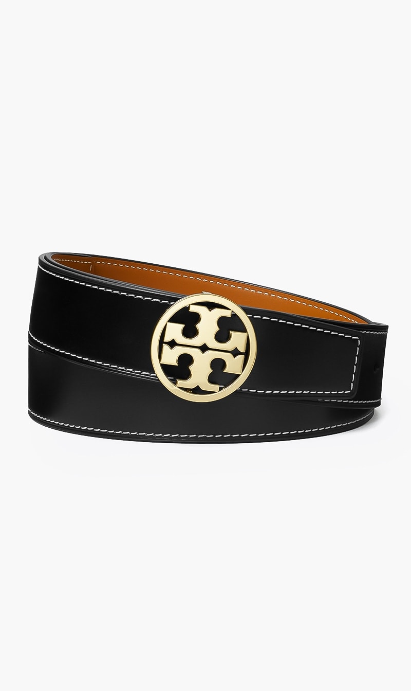 

Tory Burch Black 1.5" Miller Smooth Reversible Belt for Women | The Deal Outlet