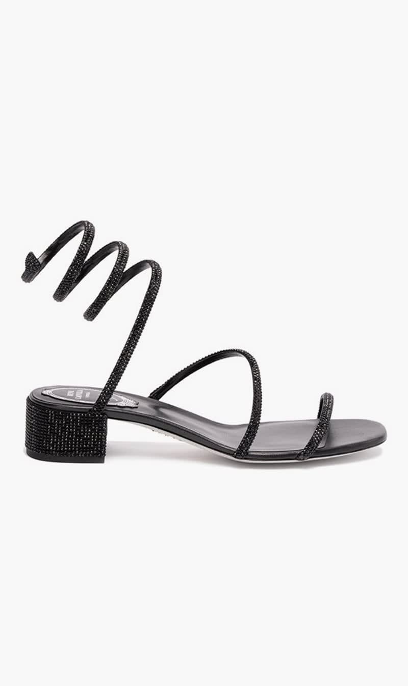

Rene Caovilla Black Cleo Crystal Embellished Sandals for Women | The Deal Outlet