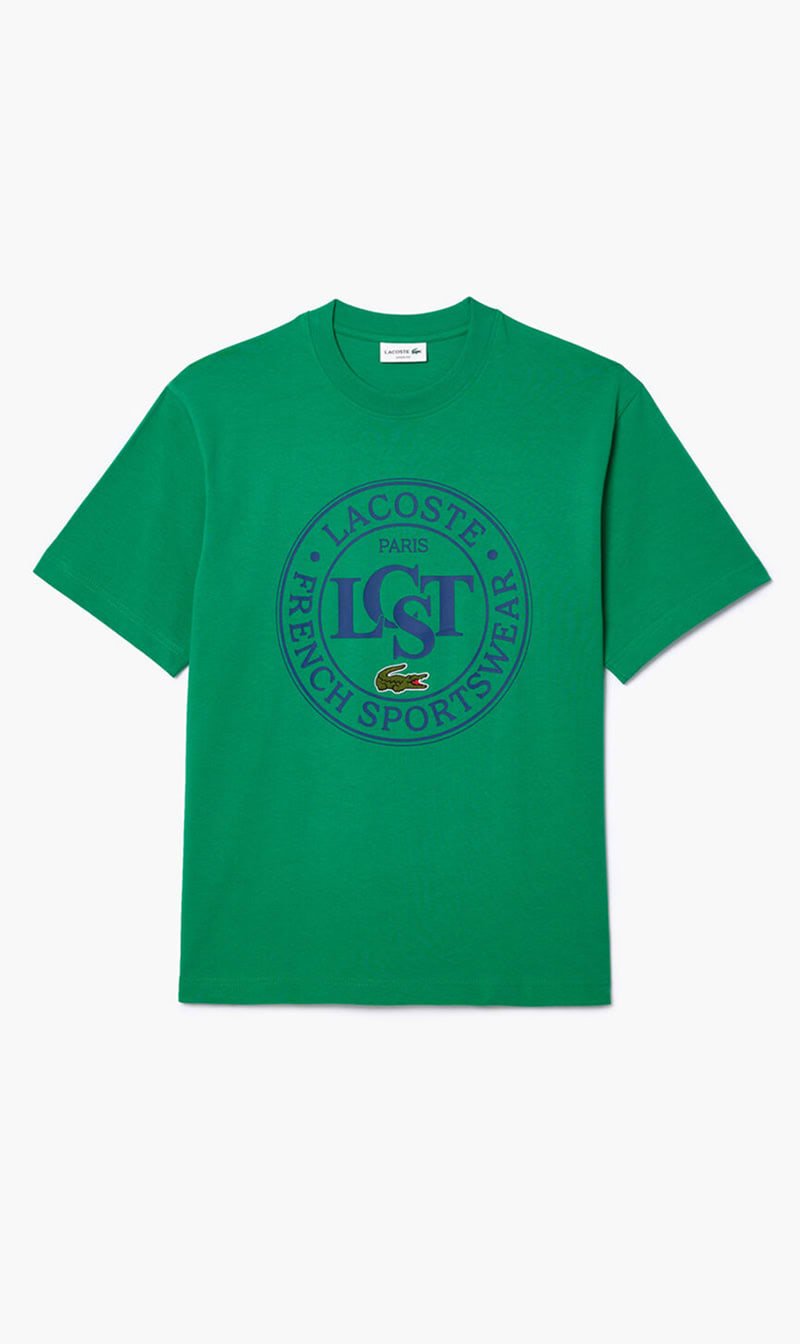 

Lacoste Green Loose Fit Heavy Cotton Printed T-shirt for Men | The Deal Outlet