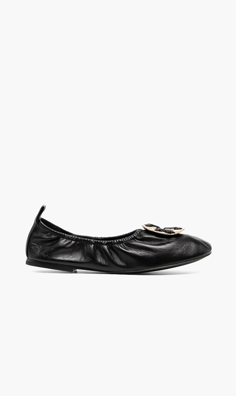 

Tory Burch Black Woven Double T Ballet for Women | The Deal Outlet