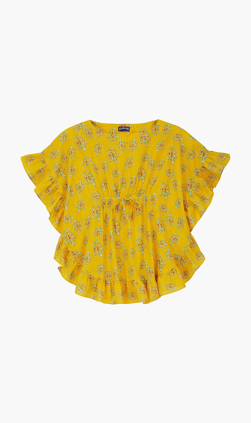 

Vilebrequin Yellow Turtles Cotton Dress for Girls | The Deal Outlet