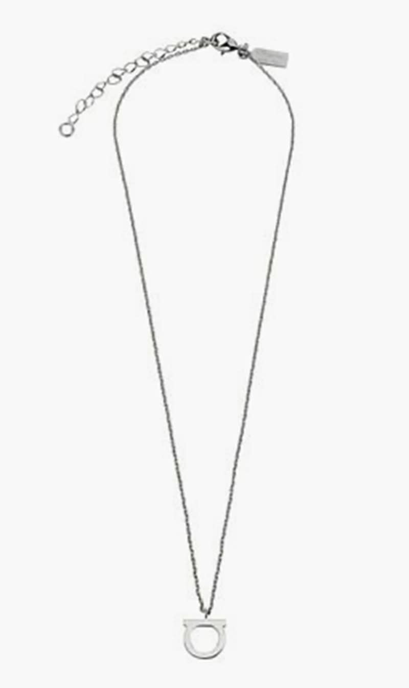 

Salvatore Ferragamo Silver Gancini Necklace for Women | The Deal Outlet