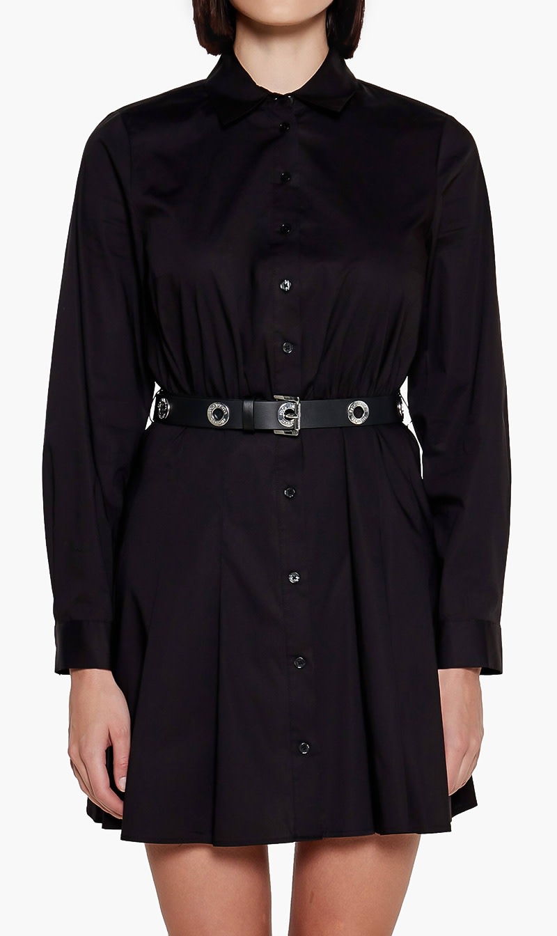 

Michael Kors Black Poplin Pleated Mini Dress for Women | The Deal Outlet