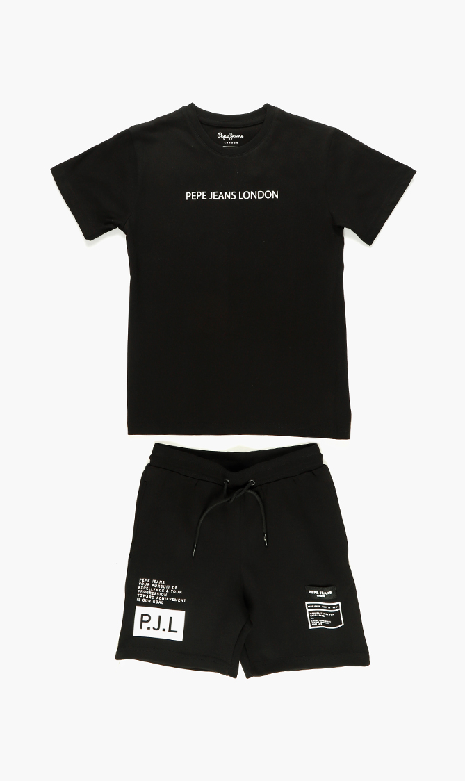 

Aitor Solid Jersey T-shirt And Shorts Set, Black