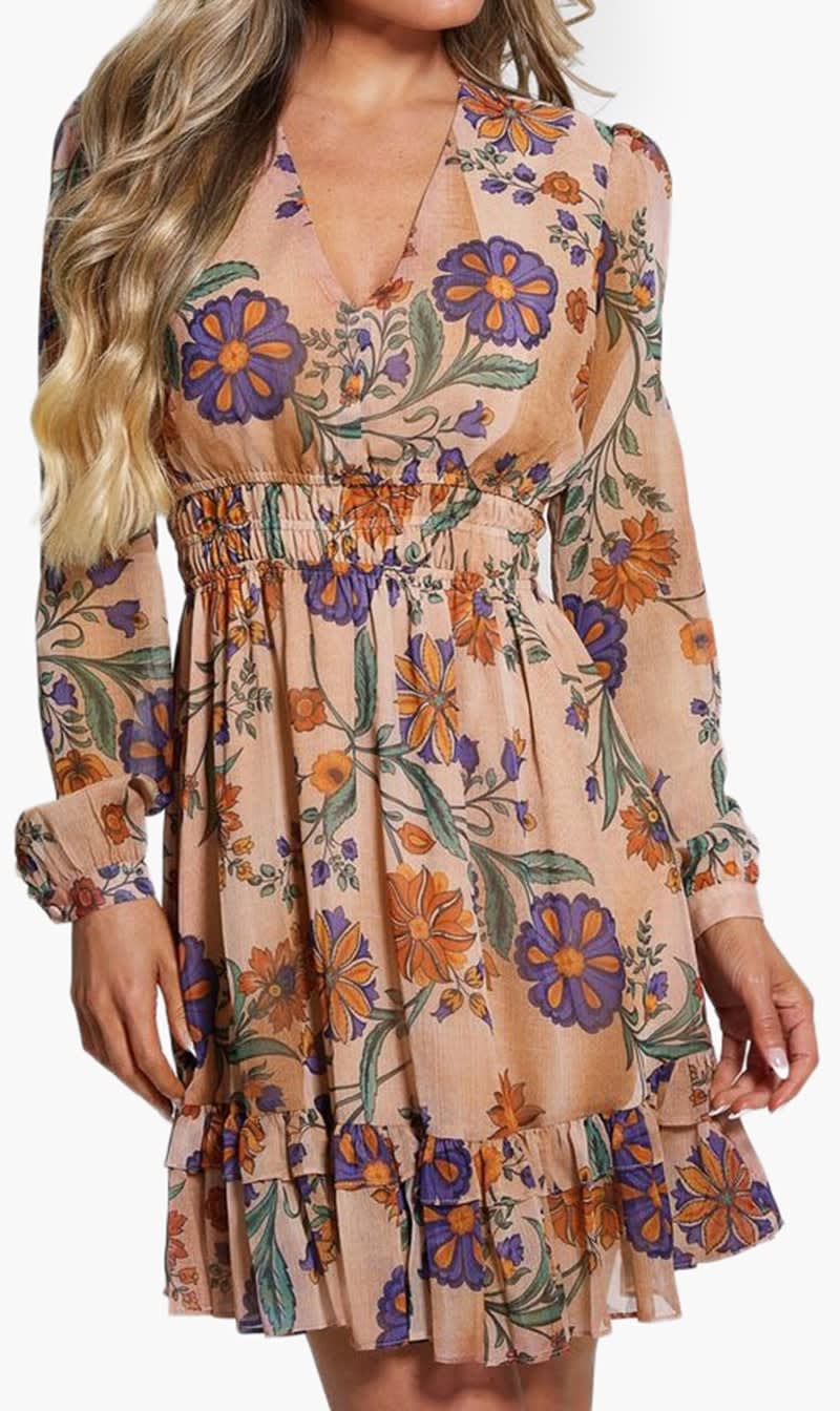 

Guess Multi-color Ls Brigida Flare Dress for Women | The Deal Outlet