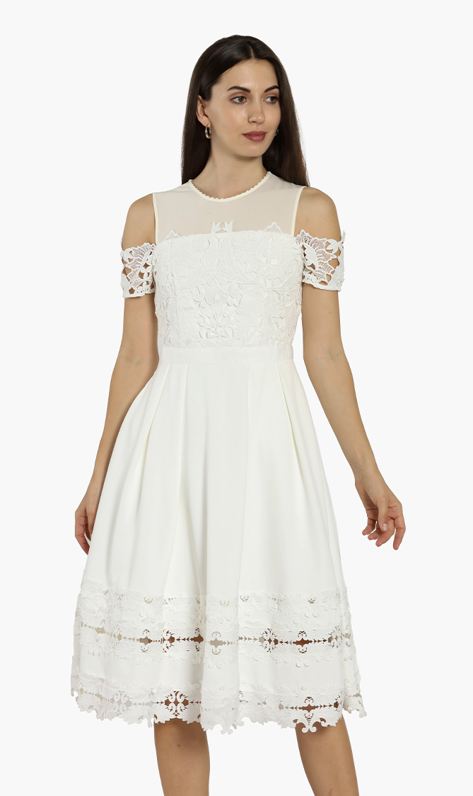 

Ted Baker Nacii Structured Lace Midi Dress