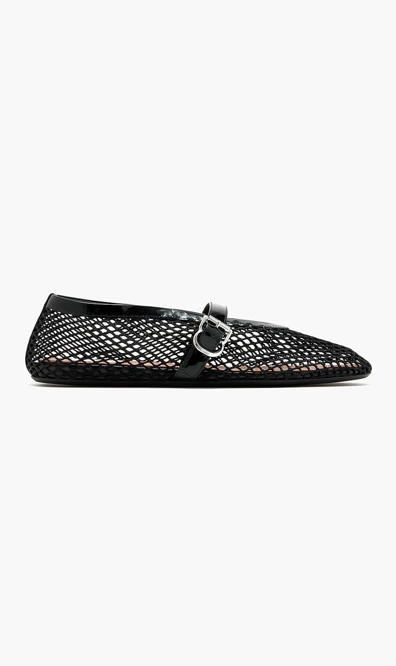 Alaia Black Fishnet Ballet Flats for Women